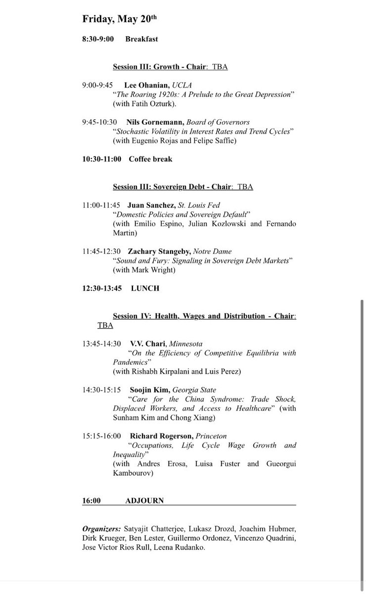 Great conference at UPenn on Thursday and Friday celebrating Hal Cole’s contribution to economics.
