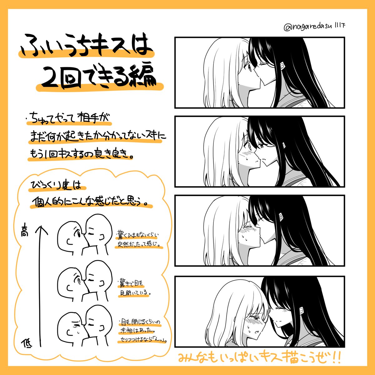 تويتر 川下ろっかく على تويتر 5月23日はキスの日ですよ皆さん てなわけで私の好きなキスシーンの描き方載せます ご参考までにどうぞ 以上キスシーンフェチのオタクより キスの日 百合 講座絵
