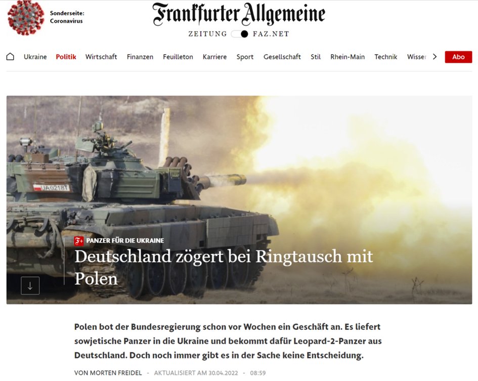 Additionally, there were rumors about a "Ringtausch", which is the agreement that other nations send Ukraine soviet-made heavy weapons and Germany is backfilling this third nations stock with German-produced systemsAgain, reports, problems and lack of confirmation.