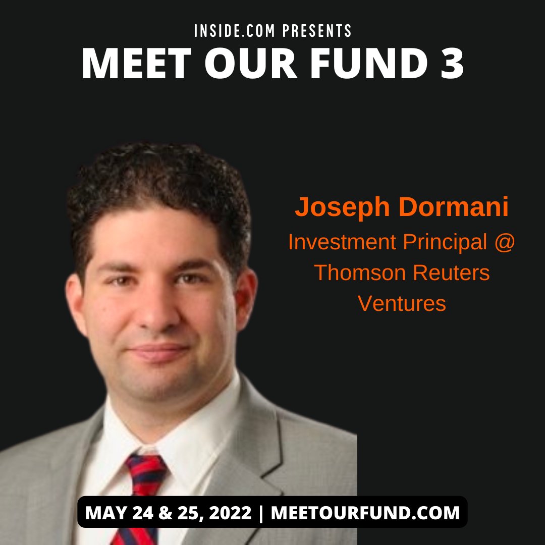 INSIDE (@inside) on Twitter photo ⚡Meet Our Fund 3 Speaker Feature!
<a href="/JoeDormani_VC/">Joseph Dormani</a> - Inv. Principal <a href="/TRVentureCap/">Thomson Reuters Ventures</a> (early-stage arm <a href="/thomsonreuters/">Thomson Reuters</a>), w/success in info tech, enterprise software, & Blockchain. Formerly <a href="/Deloitte/">Deloitte</a> & Fordham Accelerator.
Join Joe @ #MOF3 May 24/25 👉 inside.com/mof ⚡Meet Our Fund 3 Speaker Feature!
<a href="/JoeDormani_VC/">Joseph Dormani</a> - Inv. Principal <a href="/TRVentureCap/">Thomson Reuters Ventures</a> (early-stage arm <a href="/thomsonreuters/">Thomson Reuters</a>), w/success in info tech, enterprise software, & Blockchain. Formerly <a href="/Deloitte/">Deloitte</a> & Fordham Accelerator.
Join Joe @ #MOF3 May 24/25 👉 inside.com/mof