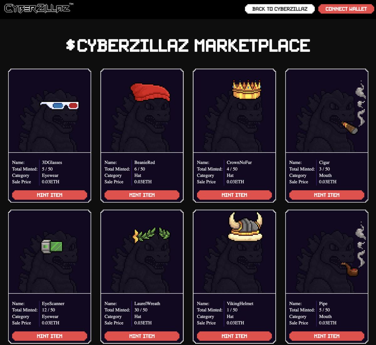 More innovative utility by our CyberZillaz Dev's! 

You will be able to purchase Limited Edition traits "pre launch only" and either fuse them to your CyberZillaz Genesis NFT increasing its rarity and value or just sell them individually on Opensea!

Mock up example below! 

#NFT