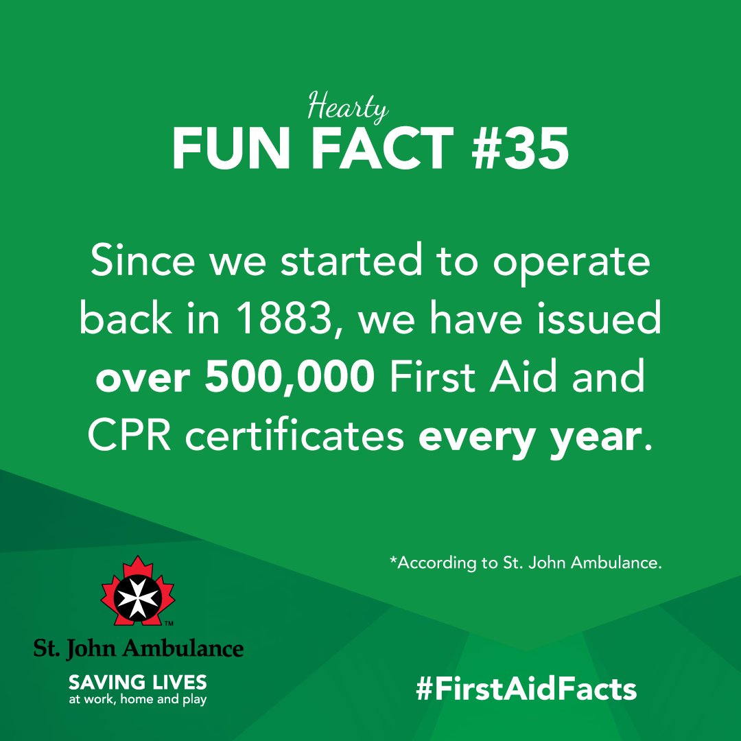 sja_nwtnu's tweet photo. DID YOU KNOW?

Since we started to operate back in 1883, we have issued over 500,00 First Aid and CPR certificates every year. (St. John Ambulance, 2022)

#firstaidfacts #sja #sja_manitoba #sjamb https://t.co/LUgydUVCLq