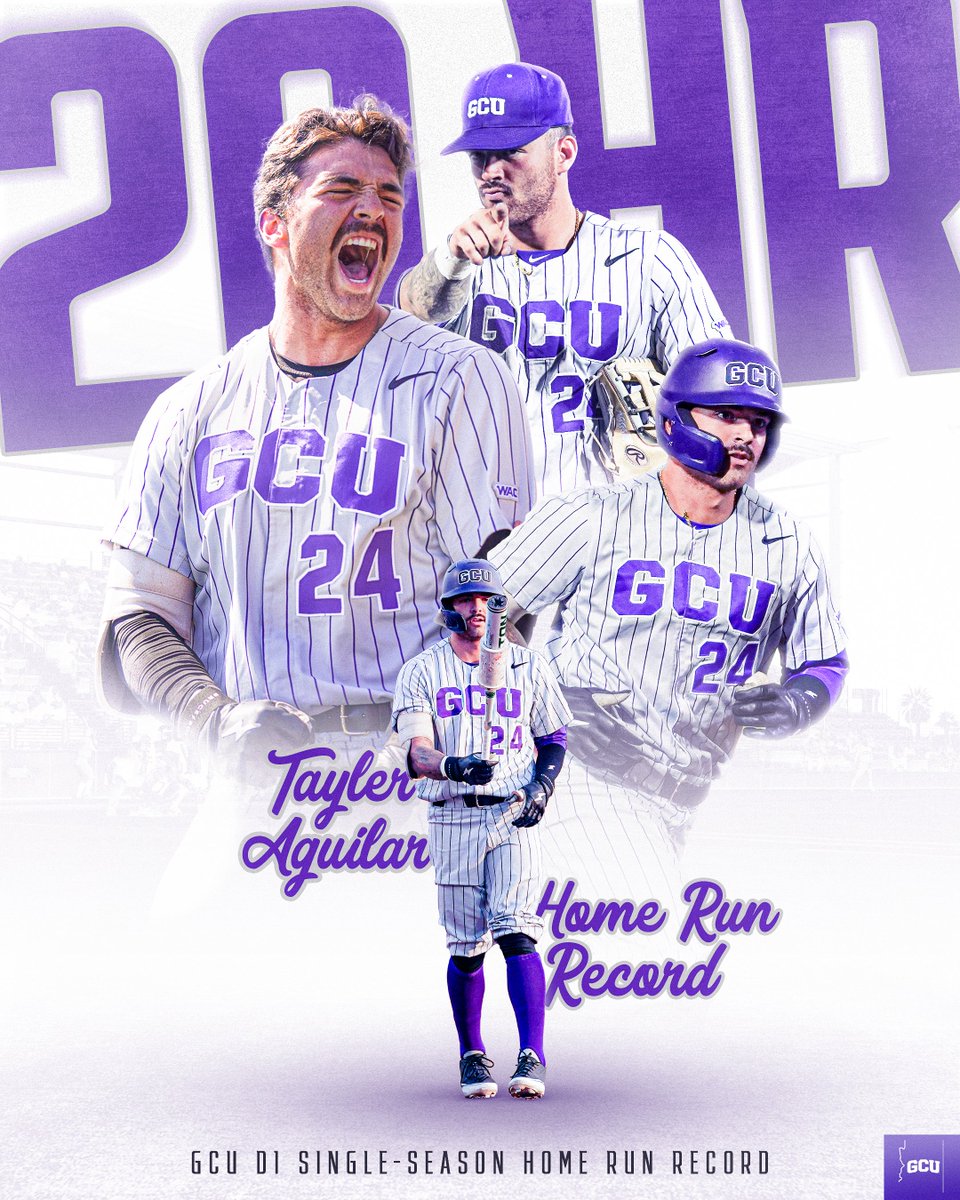 Grand Canyon Baseball (@gcu_baseball) on Twitter photo 𝙷𝚒𝚜𝚝𝚘𝚛𝚢 𝚛𝚎-𝚠𝚛𝚒𝚝𝚝𝚎𝚗.
<a href="/taybam34/">Tayler Aguilar</a> is the first Lope to hit 20 home runs at the Division I level. 💥 𝙷𝚒𝚜𝚝𝚘𝚛𝚢 𝚛𝚎-𝚠𝚛𝚒𝚝𝚝𝚎𝚗.
<a href="/taybam34/">Tayler Aguilar</a> is the first Lope to hit 20 home runs at the Division I level. 💥