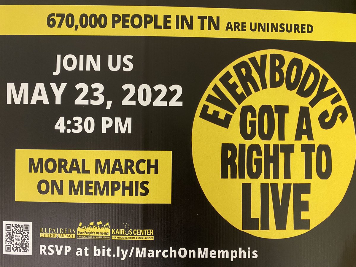 Join us for the Poor People’s Campaign Moral March on Memphis this coming Monday, May 23, 2022 at 4:30PM at Robert Church Park on Beale Street. RSVP or sign up to volunteer at: rmd.me/o4eimdVbGhn