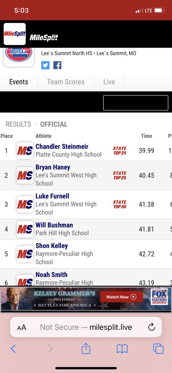 <a href="/willbushman1/">Will Bushman</a> state bound in the 300m Hurdles takes 4th at sectionals