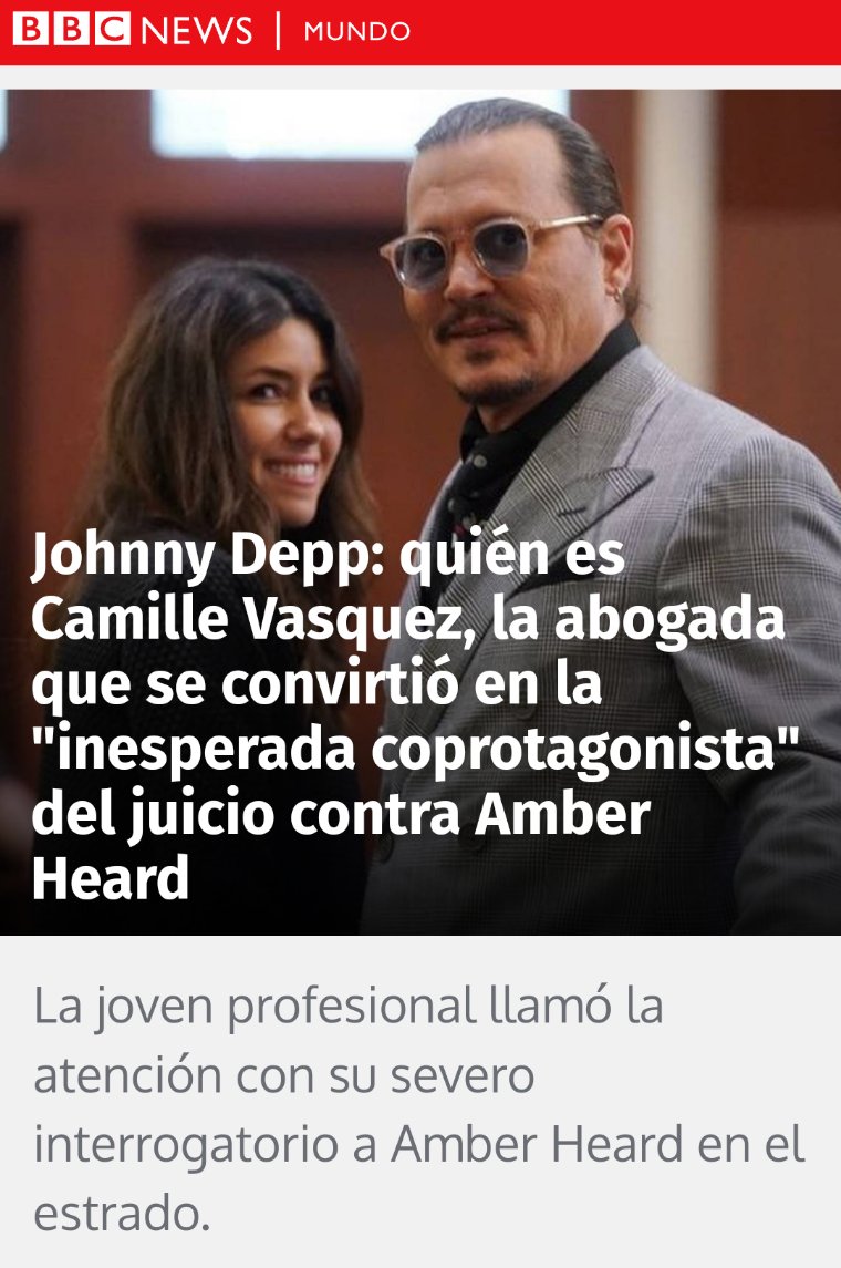 En el día del abogado/a felicitamos a Camille Vázquez , la abogada que defiende a Johnny Depp en el juicio por difamación y falsa denuncia contra Amber Heard. Más abogadas como Camille y menos abogadas poco éticas como las de la oficina de la mujer

24horas.cl/noticiasbbc/jo…