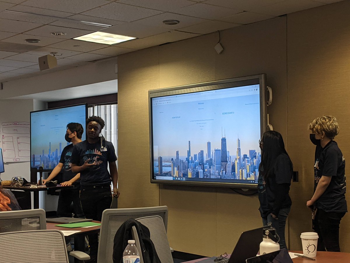 NickiAnselmo's tweet image. Presentation time! Incredibly talented high school students building entire webapps in four hours at the Chicago Hackathon. @itsCodeNation #CNHacks
