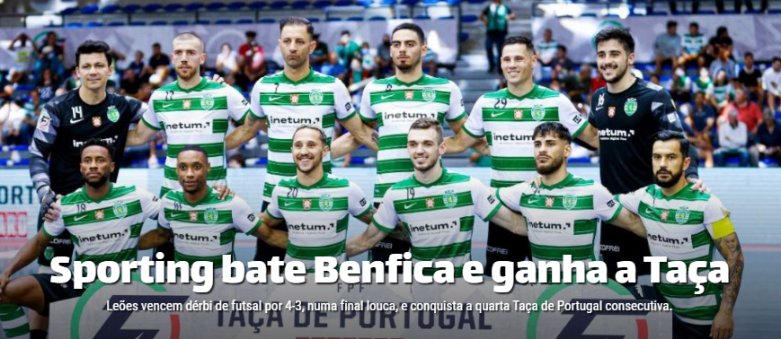SuperSportingPT's tweet photo. O Sporting venceu o Benfica, por 4-3, e conquistou a Taça de Portugal. 🏆
É a nona vez que os leões erguem a prova rainha do futsal nacional.🟢⚪️ #FutsalSCP #TaçaDePortugal https://t.co/e3etsP4iVE