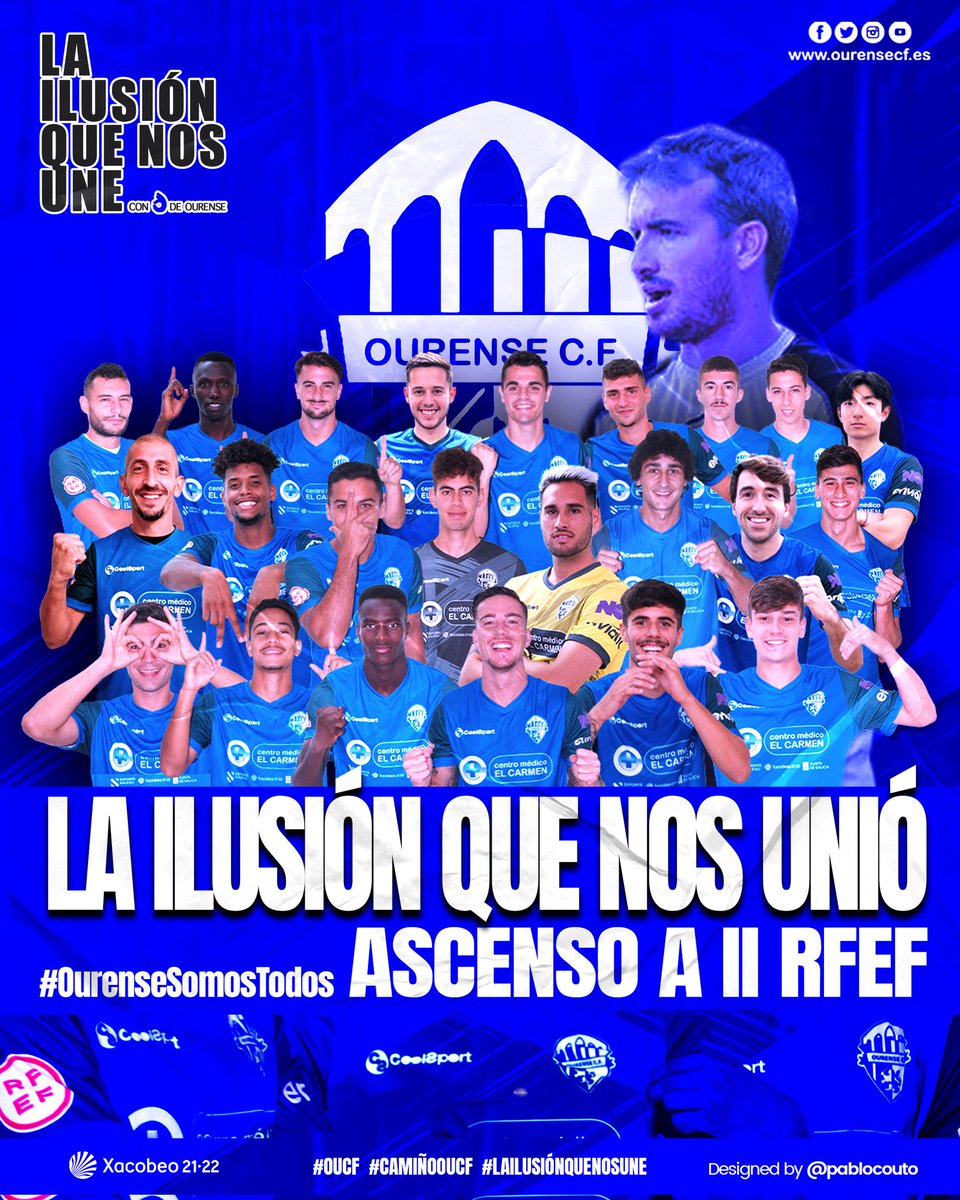 Ourense_CF's tweet photo. Chegamos o final do #CamiñoOUCF 🙏💪
Xa tocaba, o esforzo deste grupo merecía un bo final. 
Grazas equipo, grazas afición, grazas colaboradores todos formades parte deste #Ascenso2RFEF 
O #OUCF e Ourense é de #SegundaRFEF 
#OurenseSomosTodos  #conODeOurense 👌 https://t.co/kooSmOrnMH