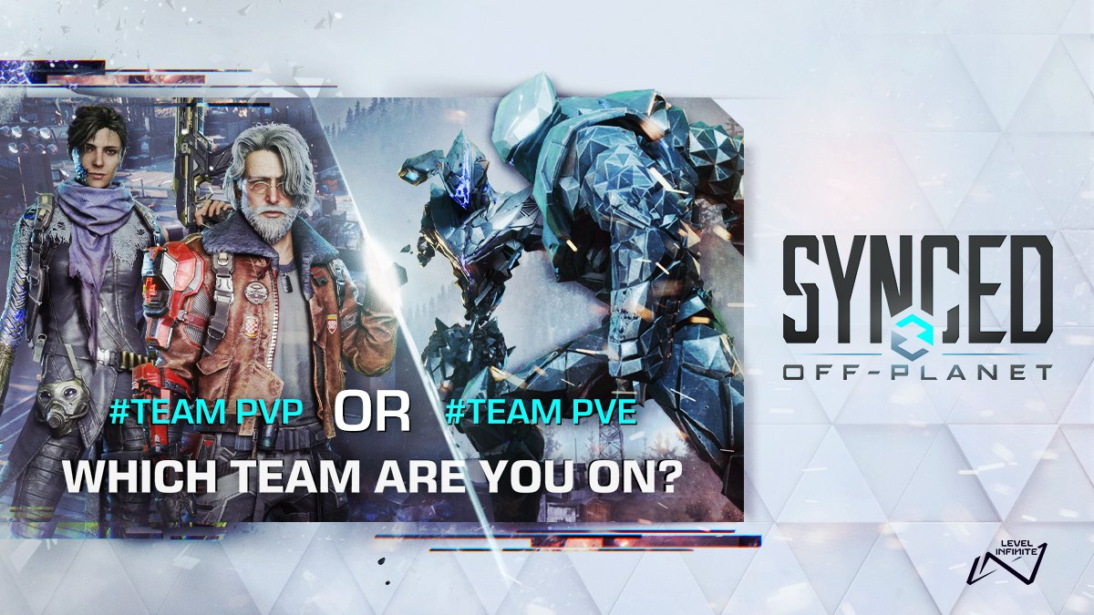 SyncedTheGame's tweet photo. Runners, it's time to pick a team!
Do you prefer PVP or PVE? Let us know in the comments below with either #TeamPVP or #TeamPVE 👇
Also, don't forget to Wishlist now on Steam!
🔗Steam: https://t.co/2TnWeeXgdM
#SYNCEDOffPlanet https://t.co/vdmQqsHJMG