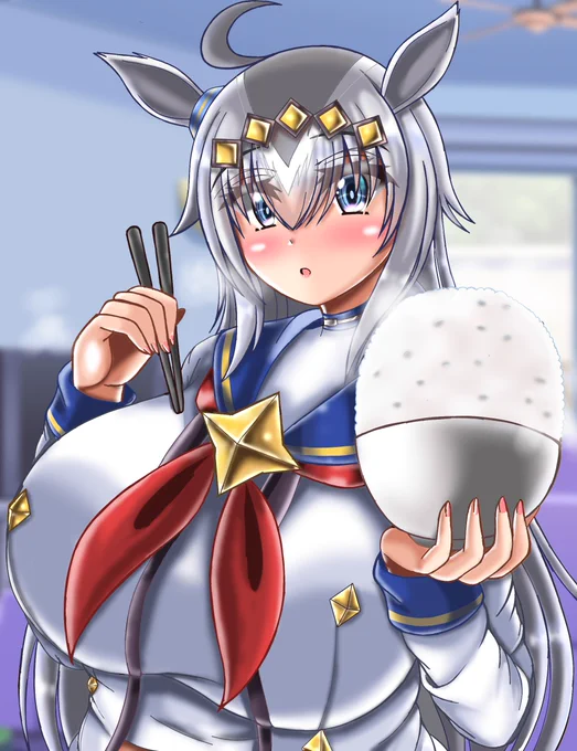 おはようございます…。
絵ができるまでメイキング第三弾
今回はウマ娘のオグリキャップ
いつも通りラフ→線入れ→カラーラフ兼下塗り→本塗り→色トレスして線画と塗りを馴染ませる→背景入れる→完成!
オグリキャップちゃんにはごはん何杯でも食べさせたくなる…。 