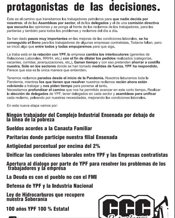 KaskoNegro's tweet photo. Nuevo volante de la CCC Petróleros de Ensenada...planteando las preocupaciones dentro de la Refinería.
#YPF
#Petroleros
#Supeh https://t.co/KYTHppgwle