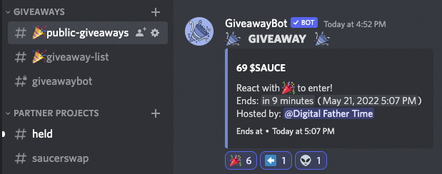 HELDiWanKenHODL's tweet photo. Looking to stack $SAUCE? 👽
@SaucerSwapLabs $SAUCE #giveaways begin today in the @DigirevAutos Discord 🎉
1st Public #Giveaway: 69 $SAUCE - open to all 👇
https://t.co/2FKSGtqNgV
#NFA #DYOR #SaucerSwap #DigiRev https://t.co/iBLKSkwcAr