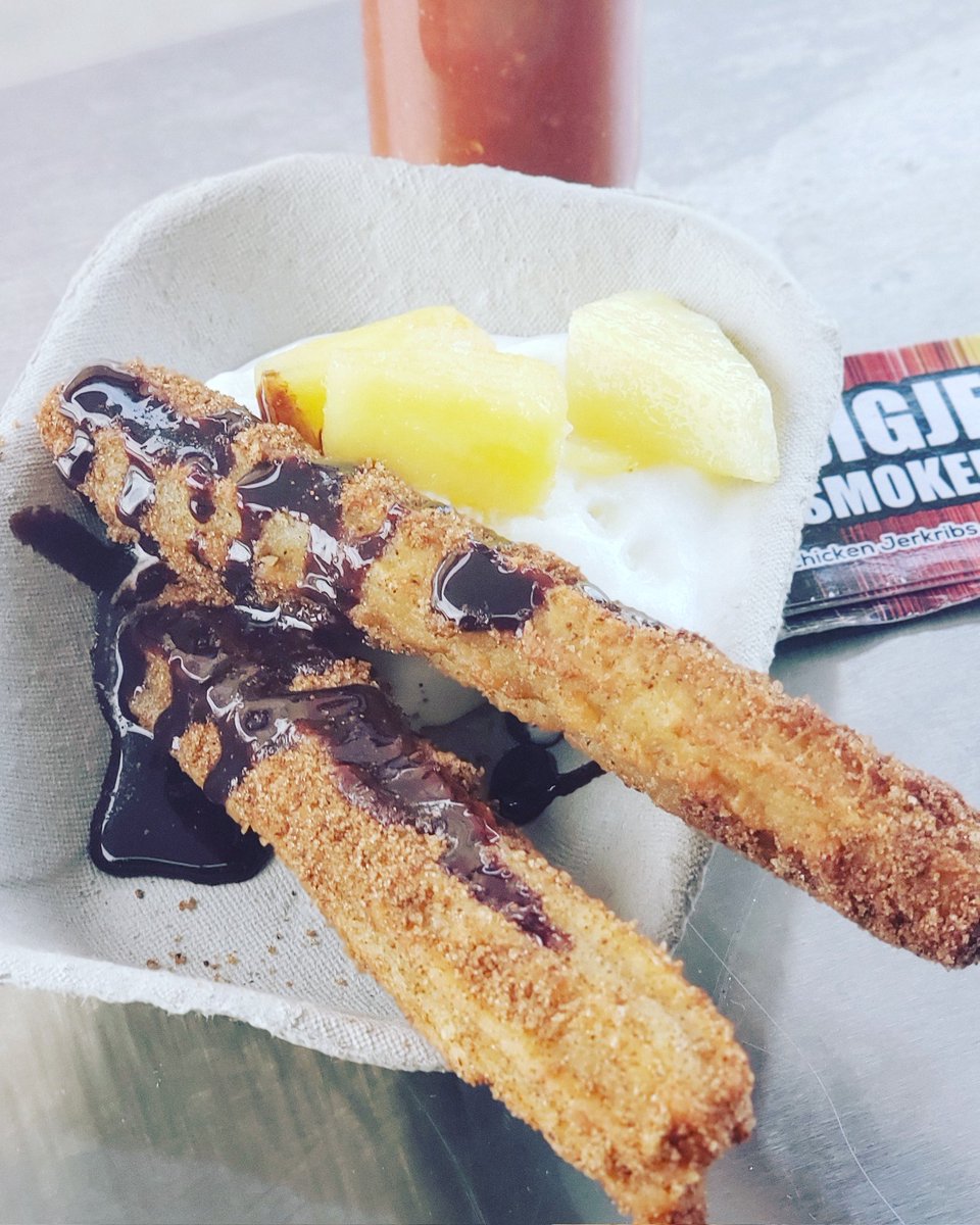 bigjerk_menu's tweet photo. We got churros, mango cheese cake, tropical slush Pineapple or mango 
Get Slush'd at homedepot 
Management asked us to stay till 8pm. https://t.co/MHkBwiEfRd