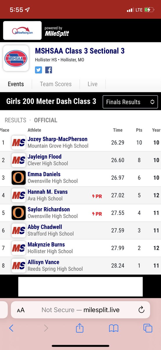 Hannah qualifies for her 4th event of the day in the 200M Dash!!