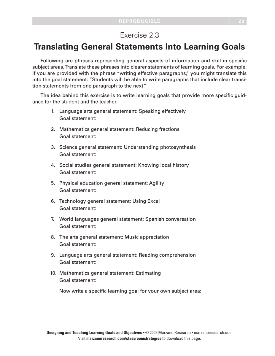 This template helps you translate general statements into learning goals.

Download this and more for free from Designing &amp; Teaching Learning Goals &amp; Objectives. bit.ly/3wHlmHM