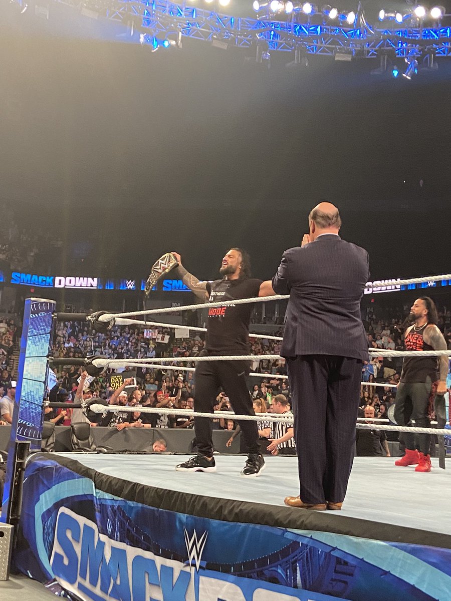 The wiseman acknowledging the Tribal chief! <a href="/HeymanHustle/">Paul Heyman</a>