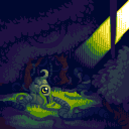 Broken down, ancient machinery. Just reeling in the years, hanging out... The life.

#pixelart #ドット絵