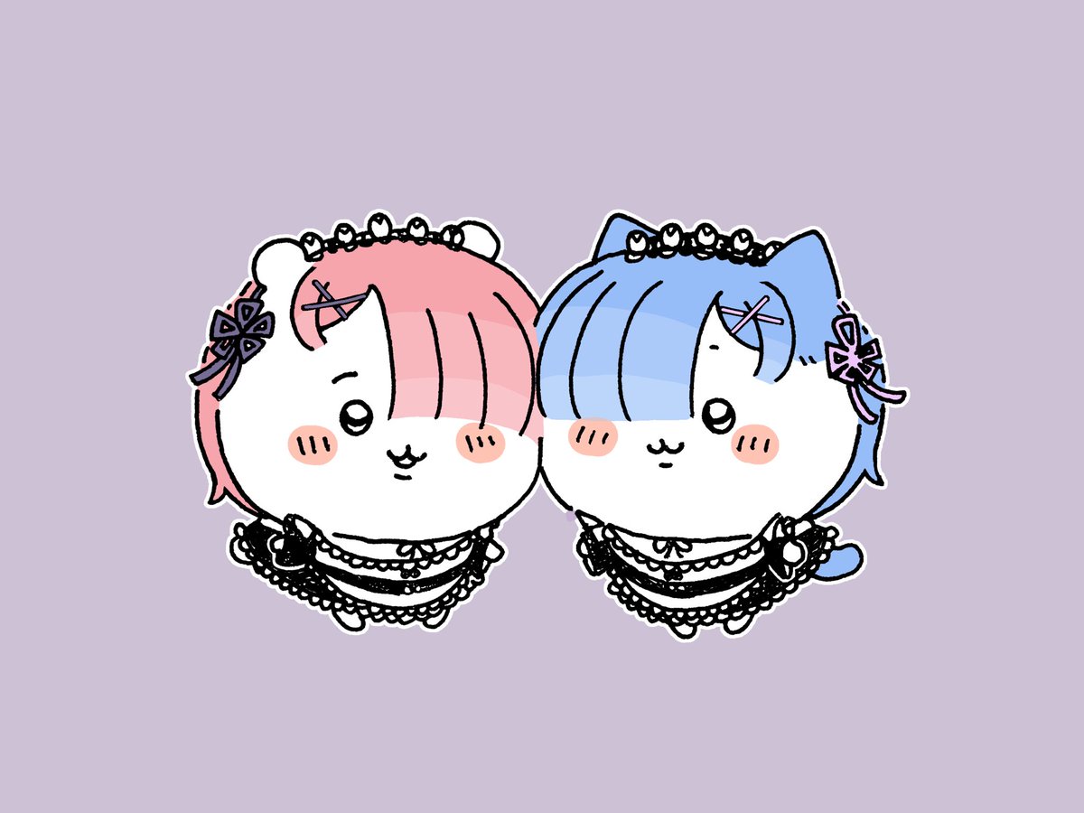 ram (re:zero) ,rem (re:zero) multiple girls 2girls twins siblings sisters blue hair :3  illustration images