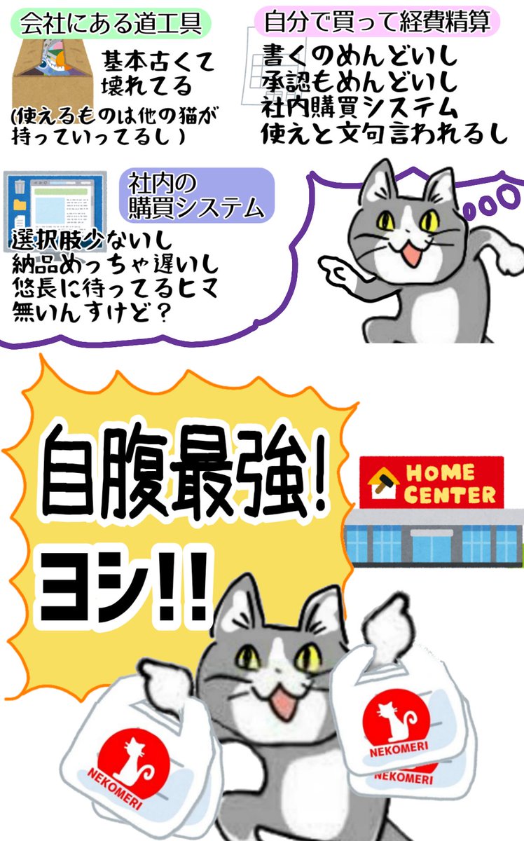 現場猫 新しい備品が欲しいけど会社の購買システムがダメすぎる そうだ 自費購入で効率化ヨシ Togetter