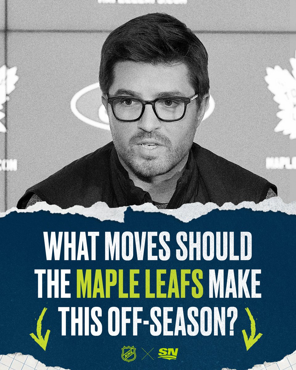 Sportsnet's tweet photo. It's been a week since the Maple Leafs were eliminated, which means time to look ahead to the off-season.

What moves do you want to see them make? 🤔 #LeafsForever https://t.co/9PxtR2US4U