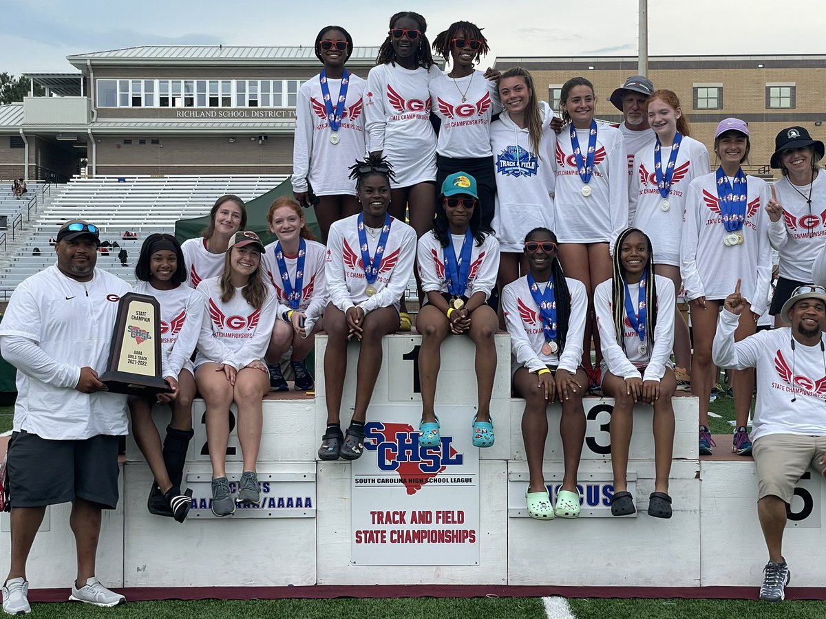SCHSL's tweet photo. 👏 Congratulations @GHS_Raiders State AAAA Girls Track and Field Champions! 🏃🏽‍♀️🏆 https://t.co/4uuUTB0UA3