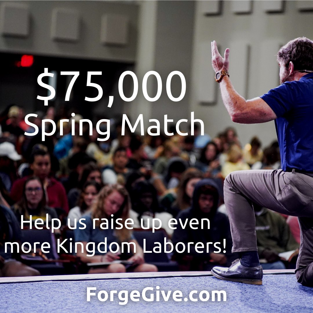ForgingLives's tweet photo. https://t.co/HKyz7L72LD

God is on the move!  We have a $75,000 Forge donation match available through May 31st! https://t.co/E2iLg9uloI