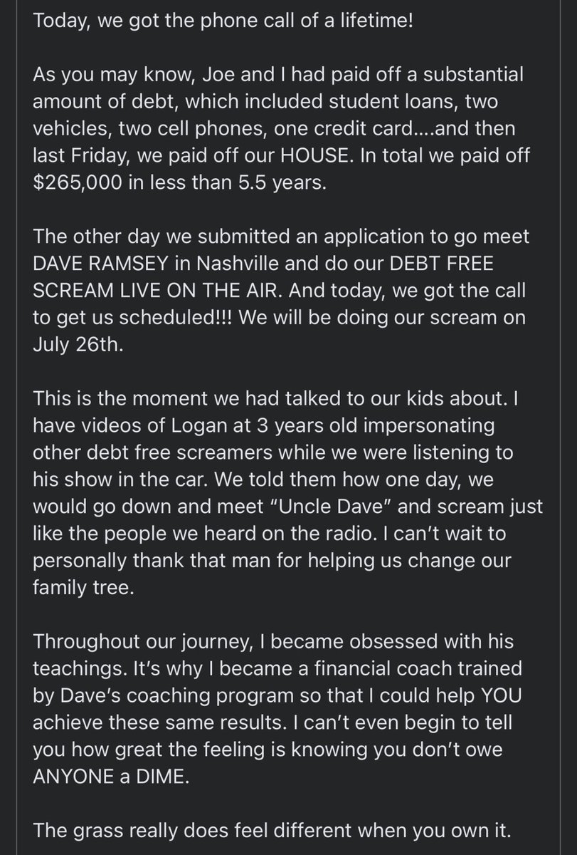 _Papa_Joe_'s tweet photo. My niece and her husband are going to be on @DaveRamsey to give their #debtfreescream! I’m so happy for them! https://t.co/0M3GgetV72