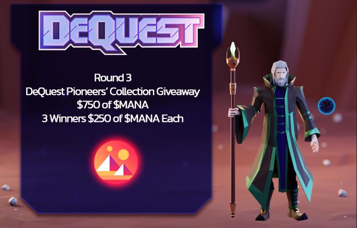 Dequest_io's tweet photo. ⚔️Pioneers’ Giveaway ROUND 3⚔️
Let’s unite all the gamers!
$750 $MANA - 3 Winners
1⃣Mint the Pioneers’ collection
2⃣Follow +❤️ + 🔁 + comment
3⃣Comment with a meme &amp; tag 3 frens
4⃣Join our Discord (link)

Gaming is lifestyle!🎮

#Crypto #Play2earn #giveaway #NFTdrops #gaming #SBT https://t.co/UcqRp7kLUy