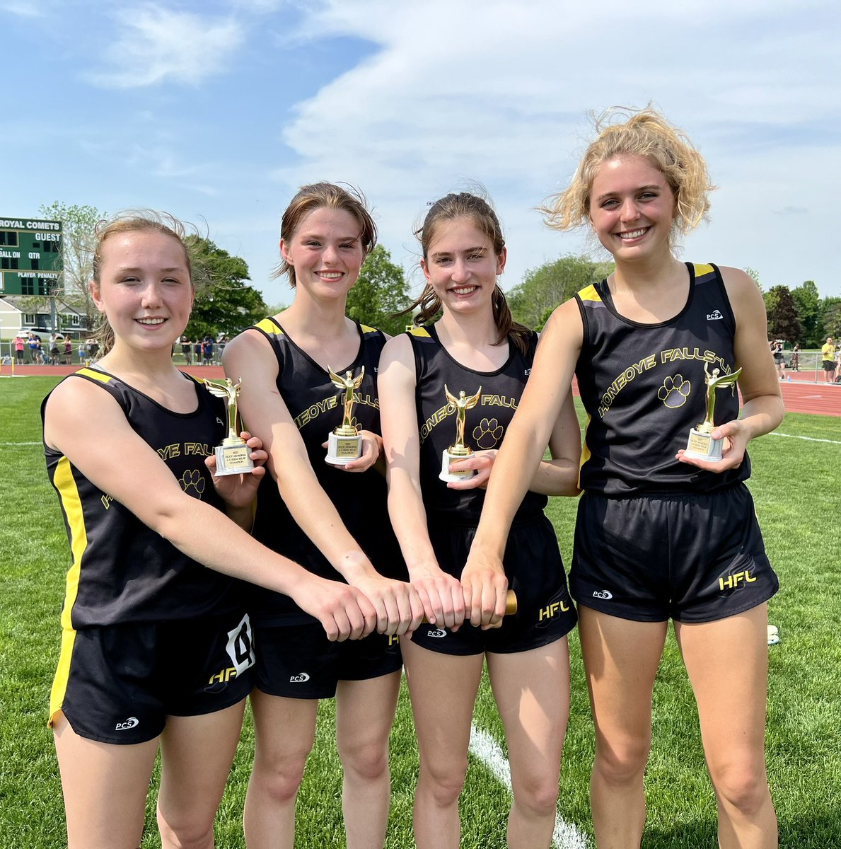 Congratulations to <a href="/HFLtrackfield/">HFL Track and Field</a> on winning the DeJoy Memorial 4x800 relay at today’s County Championships! #runfordejoyofit <a href="/PCSDAthletics/">Pittsford Athletics</a> <a href="/SecVTrackField/">Section V Track & Field</a>