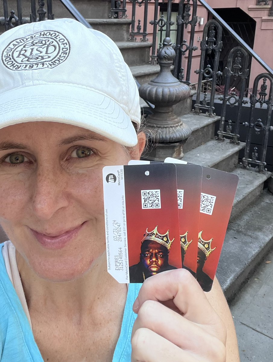 ninaboesch's tweet photo. Long lines but I got 3 of these babies! (Special Edition MetroCard honoring Notorious B.I.G. On what would’ve been his 50th birthday) 
#NotoriousBIG #biggysmalls #metrocard #ChristopherWallace https://t.co/GWHYMIlplT