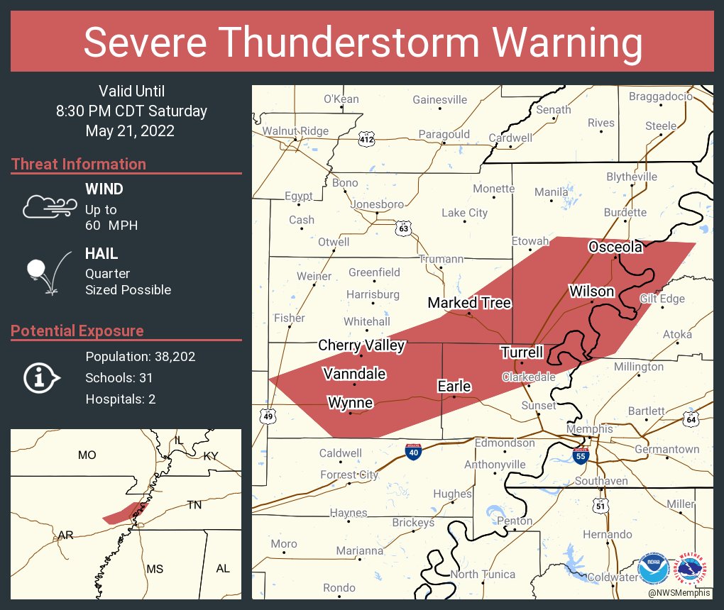 NWS Memphis on Twitter "Severe Thunderstorm Warning continues for