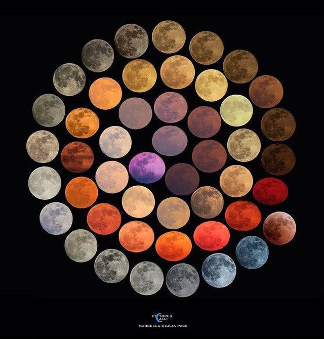 48 different colors of the Moon in 10 years