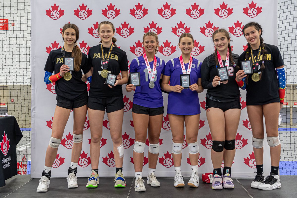 VCNationals's tweet image. All about that bling!… ✨
Well done ladies!

Your 2022 #VCNats 15U Girls National Medalists &amp;amp; All-Stars 🌟!
🥇 @PakmenVball Gold Diem (ON)
🥈 @DefensaVB Purple (ON)
🥉 @LeasideVBC Bolts (ON)
🥳
Congratulations to all! 👏