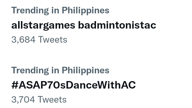 IsshiReeLlasos's tweet photo. triple trending! thank you po sa lahat ng nag tweet! we love you @BonifacioAc 

AllStarGames BadmintonistAC
#ASAP70sDanceWithAC https://t.co/eFffdcuGnW
