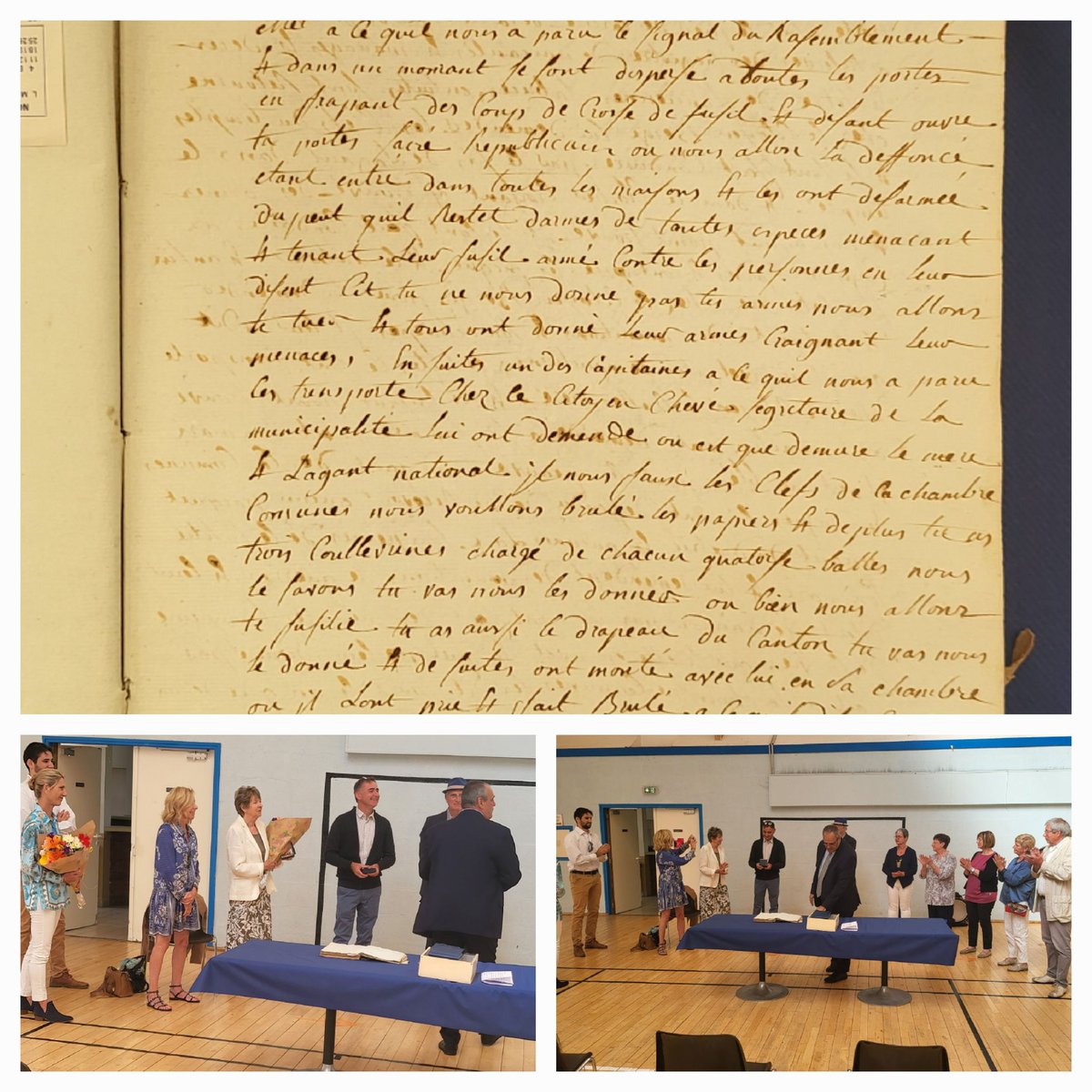 BTolra's tweet photo. La famille Ribot s est vu remettre la médaille de la ville pour son don inestimable des premiers conseils municipaux de 1792 à 1853. Traverser l Histoire pour mieux apprécier notre belle République.
#dollon #histoire @Maires_Ruraux https://t.co/Lrlrg6SzIb