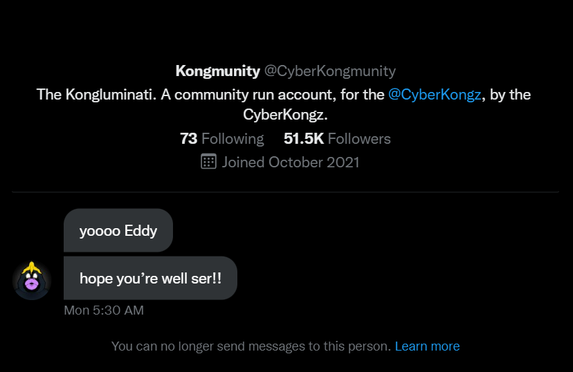 i___ili___i's tweet photo. @CyberKongmunity 
lol, blocked for existing and being mistaken for Eddyiskongz.eth
There was no interaction from my end.
I simply exist to advertise a domain for sale. https://t.co/D4NuqpWrIl