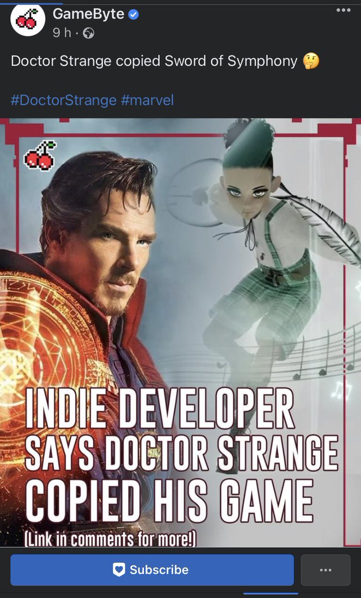 Another example of articles writing what they *want* me to say for controversy clicks 🤦🏾‍♂️

<a href="/GameByte/">GameByte</a>, your headlines are literally false. 

• If you see articles saying I actually accuse Dr Strange of copying me, just know they’re probably just doing for more ad-revenue.

(1/2)