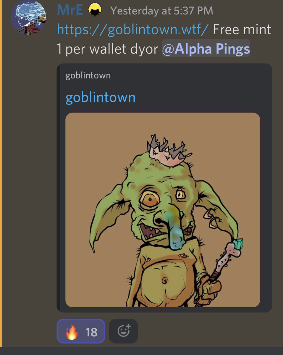 Kidzuki (@kidzuki_nft) on Twitter photo Kidzuki alpha called <a href="/goblintownwtf/">goblintown.wtf</a> at 3k minted with plenty of time to mint.
If you hold a Kidzuki make sure to claim the Alpha Pings role in the discord!
Don’t have a Kidzuki? Come by and find out why you need one.
Discord.gg/kidzuki
#GoblinTown #goblintownwtf #alpha Kidzuki alpha called <a href="/goblintownwtf/">goblintown.wtf</a> at 3k minted with plenty of time to mint.
If you hold a Kidzuki make sure to claim the Alpha Pings role in the discord!
Don’t have a Kidzuki? Come by and find out why you need one.
Discord.gg/kidzuki
#GoblinTown #goblintownwtf #alpha