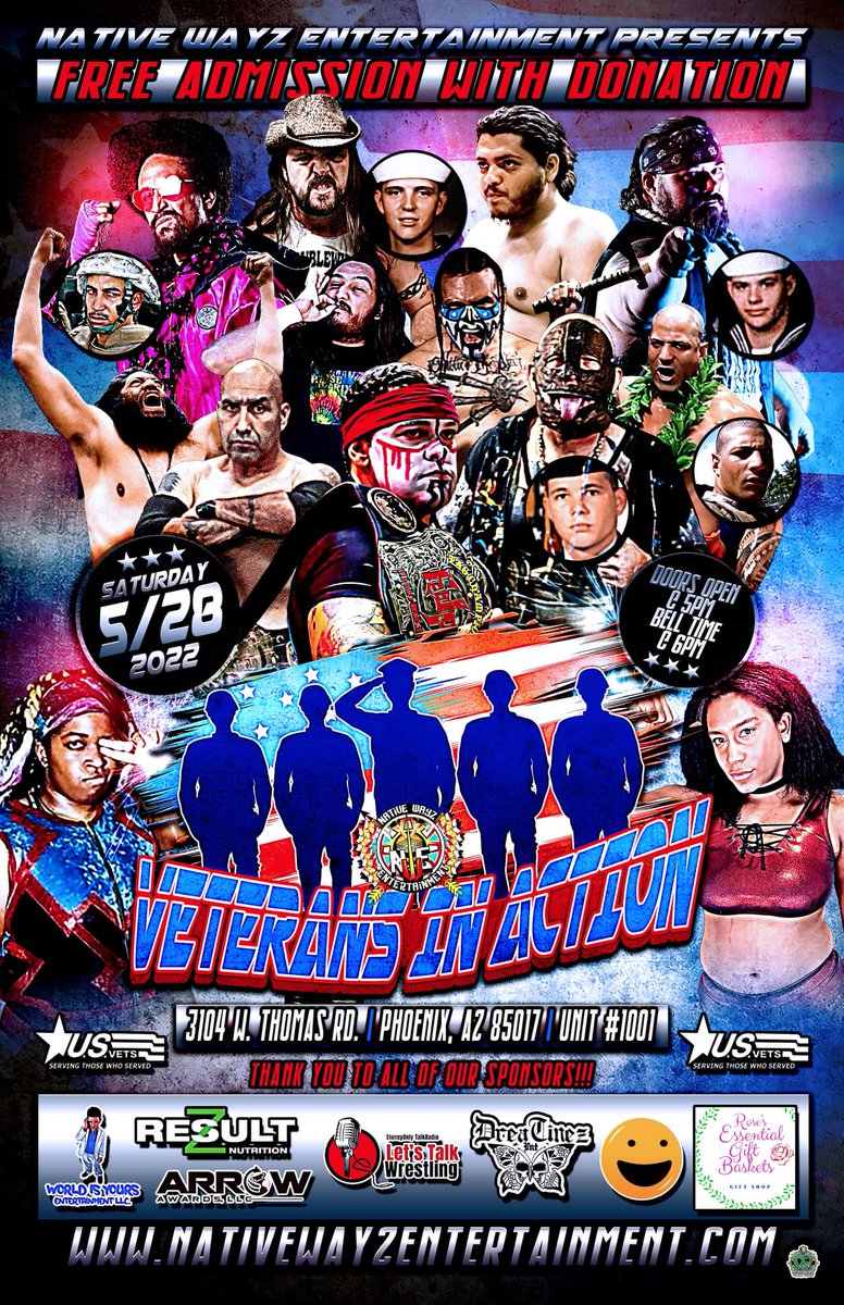 NativeWayzEnt's tweet image. Native Wayz Entertainment Presents Veterans in Action on May 28th....FREE admission with donation to U.S. Vets