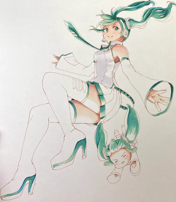 初音ミクさん、お絵描き中〜♪¶(⁄•˅̮•∖)⁋ 