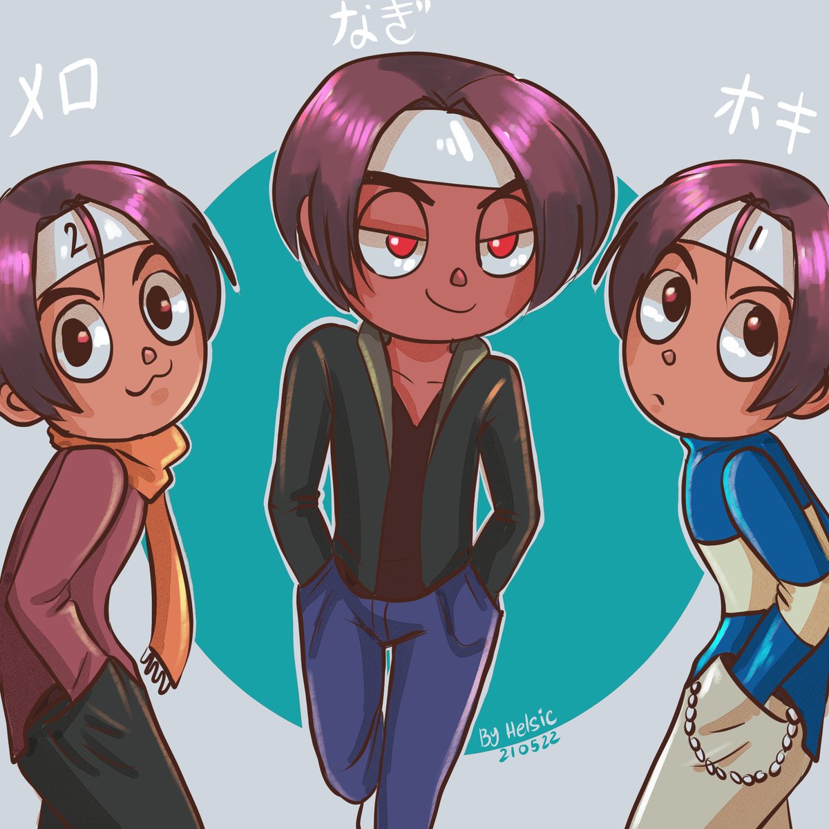 helsic's tweet image. I imagine the Kyo clones wearing normal clothes and living everyday lives in Osaka. Trying to hold regular jobs to survive but being too naive and often getting in trouble 😅

#Kyoclones #なぎ #草薙京 #kusanagi #KOF