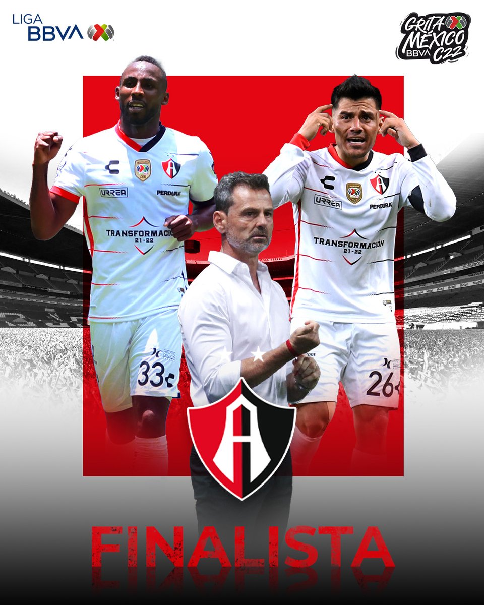 LigaBBVAMX's tweet photo. ¡¡Por el Bicampeonato!! ⭐⭐

El Campeón está en la #GranFinal del #GritaMéxicoC22 

¡¡Felicidades, @AtlasFC!! 👏👏

#LigaBBVAMX ⚽ https://t.co/nRh6RRFf5m