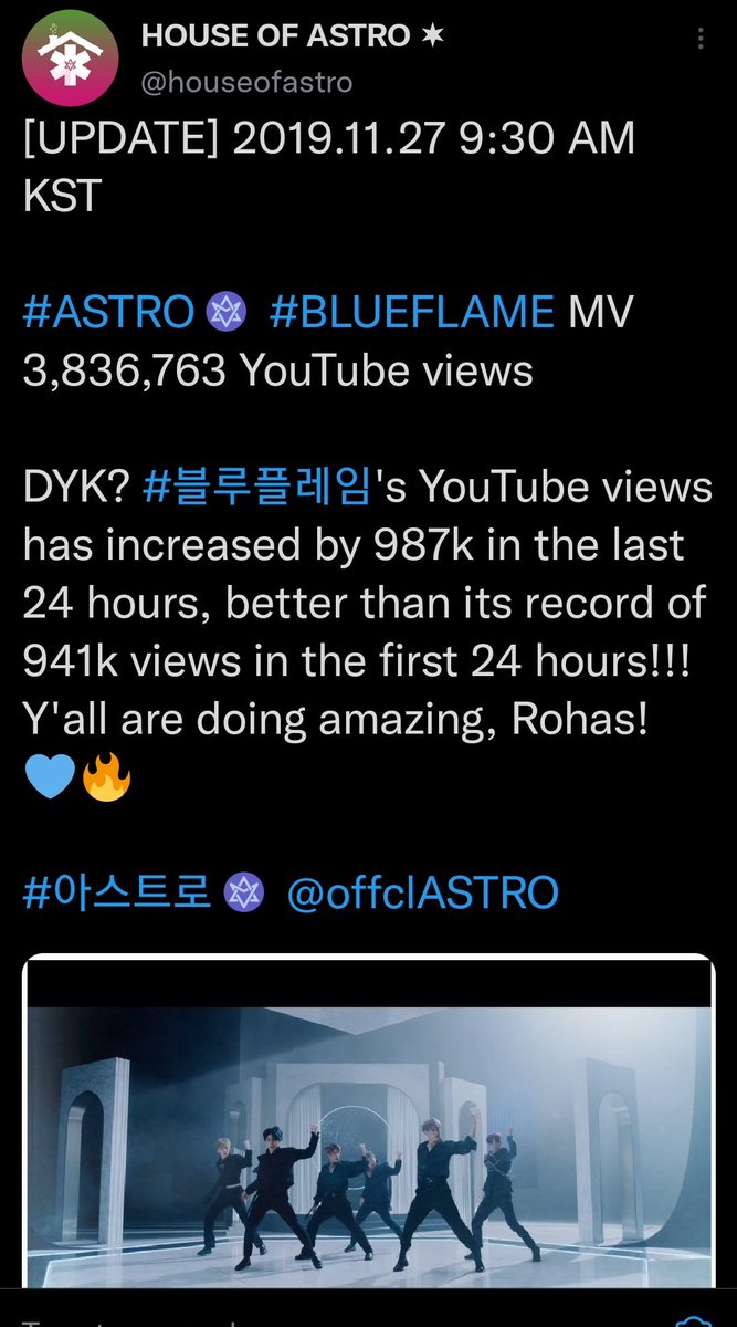 Just found this one, we were the happiest when we achieved the 987K views in 1 day during BF era. Astro and Aroha really worked hard for everything that is why we appreciate every little achievements and this is the reason why I'm being emotional bec I witnessed it.