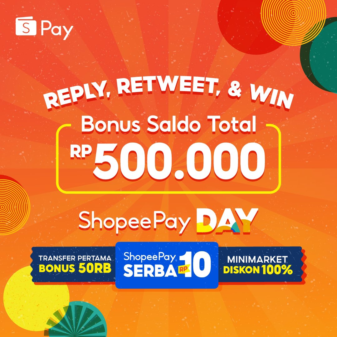 ShopeePay_ID's tweet photo. Mau dijajanin ShopeePay buat jajan di #ShopeePayDay? Yuk, ikutan giveaway yang satu ini &amp; menangkan bonus saldo total 500 RIBU! 😋

S&amp;K
1. Follow @shopeepay_id
2. RT &amp; Like Tweet ini
3. Reply dgn hashtag #ShopeePayDay

10 pemenang diumumkan tgl 26 Mei. Gaaaas, ikutan! 🥳 https://t.co/zm5ufp5EGk