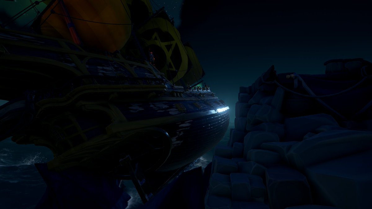 Axeboy04's tweet photo. @SeaOfThieves  ran into some rocks, not gonna talk about how we got into this situation. just know, I have interesting friends https://t.co/y8bPSlu0od