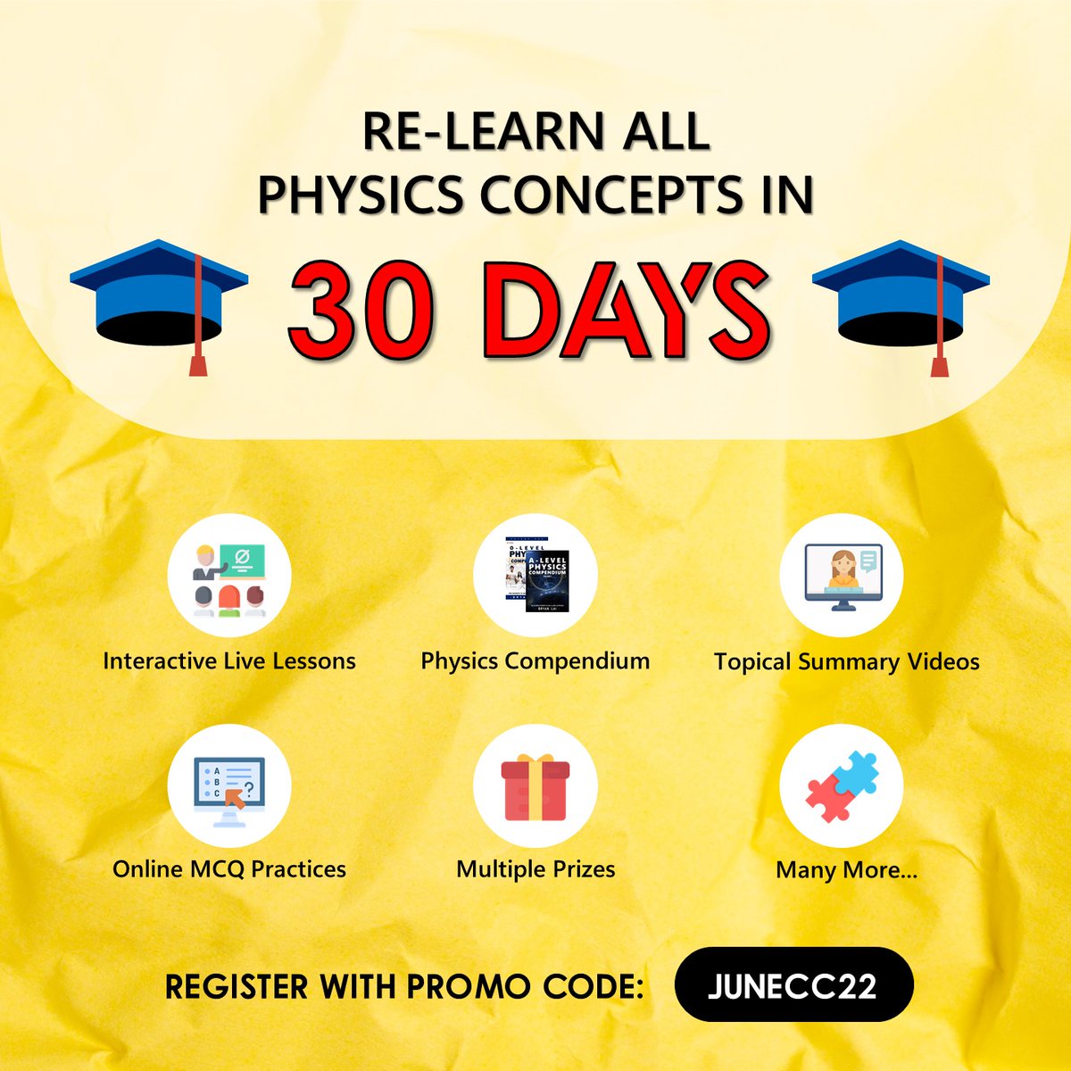 June Holiday is approaching and if you are taking Physics, this is a golden chance for you to transform your results via our popular 𝟑𝟎-𝐃𝐚𝐲 𝐉𝐮𝐧𝐞 𝐂𝐫𝐚𝐬𝐡 𝐂𝐨𝐮𝐫𝐬𝐞 𝐂𝐡𝐚𝐥𝐥𝐞𝐧𝐠𝐞!
Visit physicsacademy.sg to view for more info
#juneholiday #crashcourse