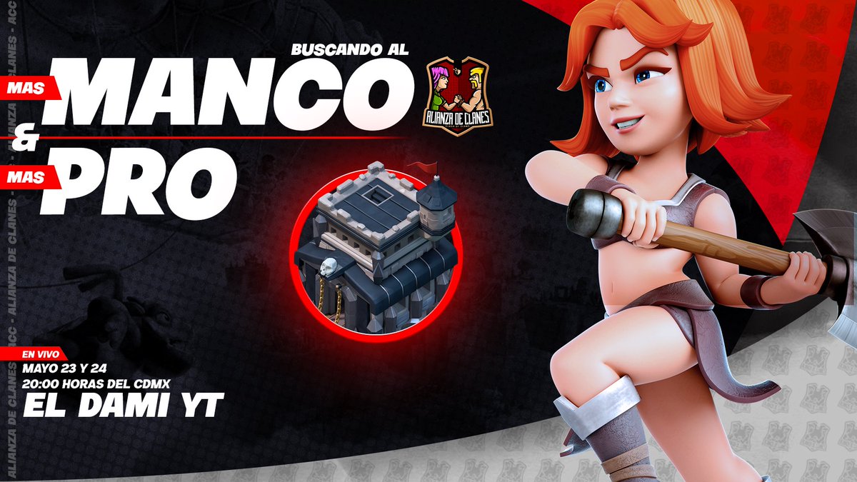 🛡️*Torneo ACC TH9 2022*🛡️

Regresemos Buscando al 
🤜manco más manco🤛 
🤜 pro más pro🤛

Con nuestro querido
🎮<a href="/ElDamiYT/">El Dami YT</a> 8 pm 🇲🇽

No olvides venir y apoyar a tu favorito o reír con tu amigo el manco , si quieres formar parte manda ✉️MD
#clashofclans #TeamACC