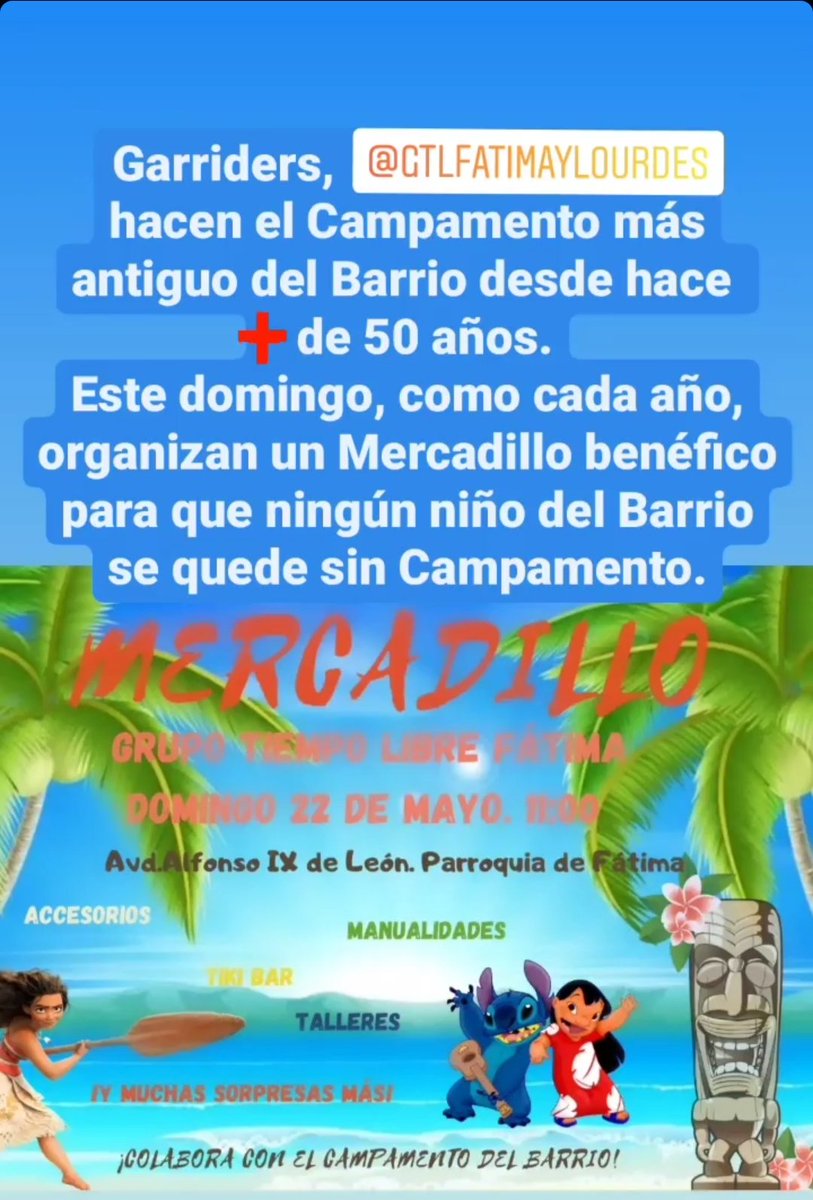 GarridoContigo's tweet photo. Hoy @GTLFatima recoge fondos para que el campamento más antiguo del #BarrioGarrido siga adelante. Esto no es una Utopía, es un #SentimientoDeBarrio. https://t.co/P1iljAmdSD