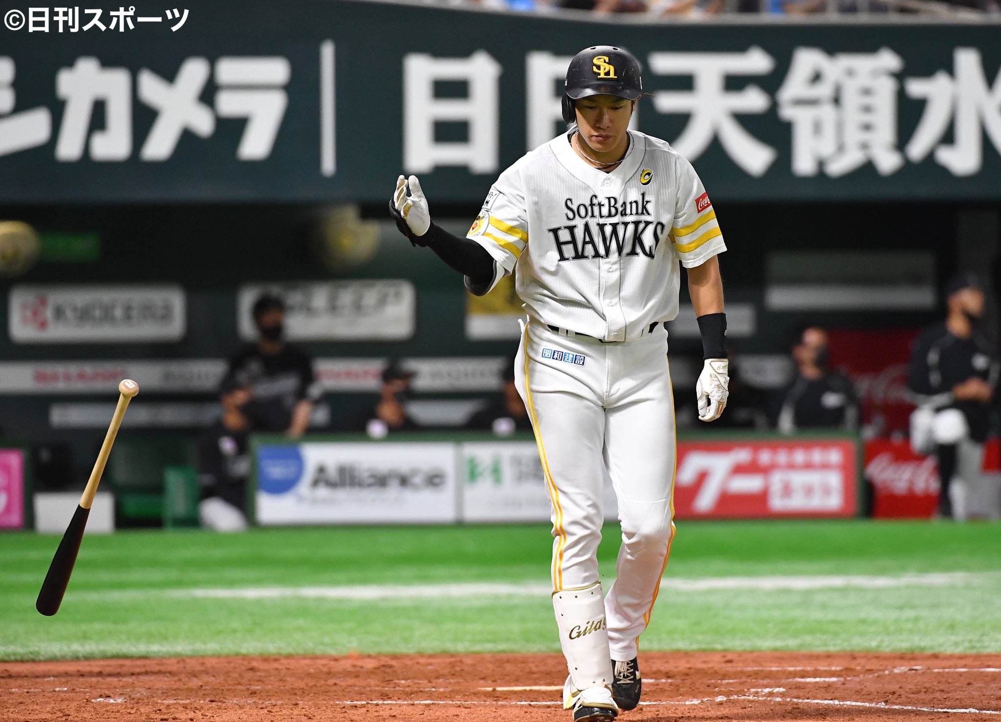 日刊スポーツ ソフトバンク担当 ソフトバンク ロッテ 11回戦 柳田悠岐 選手 先制の7号2ラン ファイターズの宇佐美選手のスイングのイメージで打席に入った結果 ホームランを打つことができました 今日は3人の子どもたちが観に来ているので
